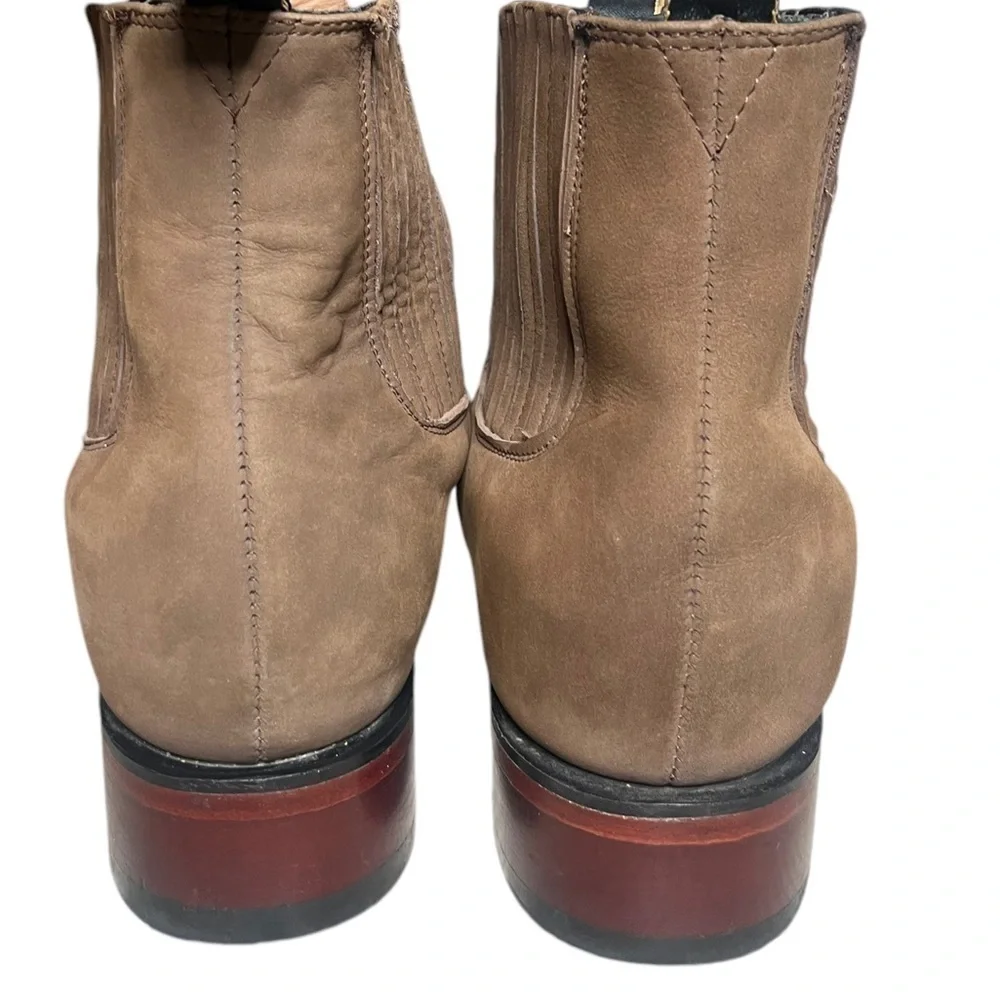 LOS ALTOS BOOTS NOBUCK TAUPE WIDE SQUARE TOE ANKLE BOOT BOTIN size 12.